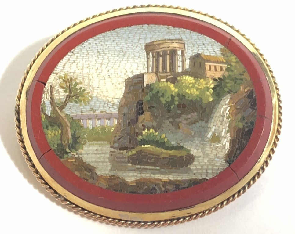 Micromosaic and 10k gold brooch, c.1880, 5.8 dwts (1 of 7)
