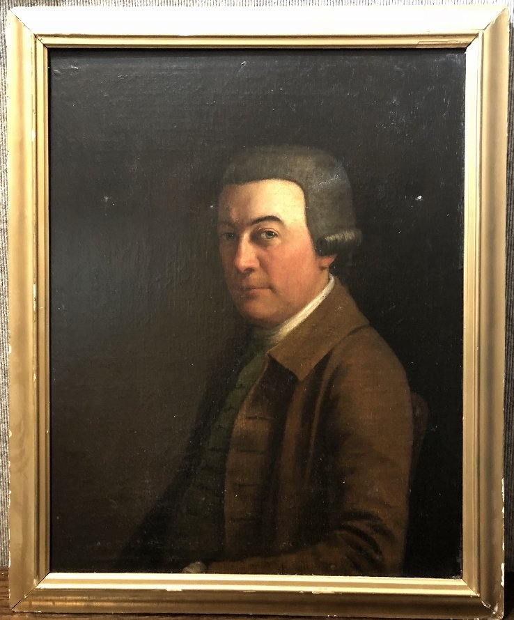 Portrait of 18th century American, c.1780-1850: Portrait of 18th century American, c.1780-1850. It appears to be a very fine 18th or 19th century portrait of an American 18th century gentleman or important figure, circa 1780. The hair, clothes and 
