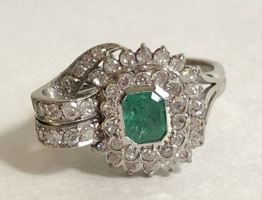 14k emerald and diamond ring, 3.6 dwts (1 of 7)
