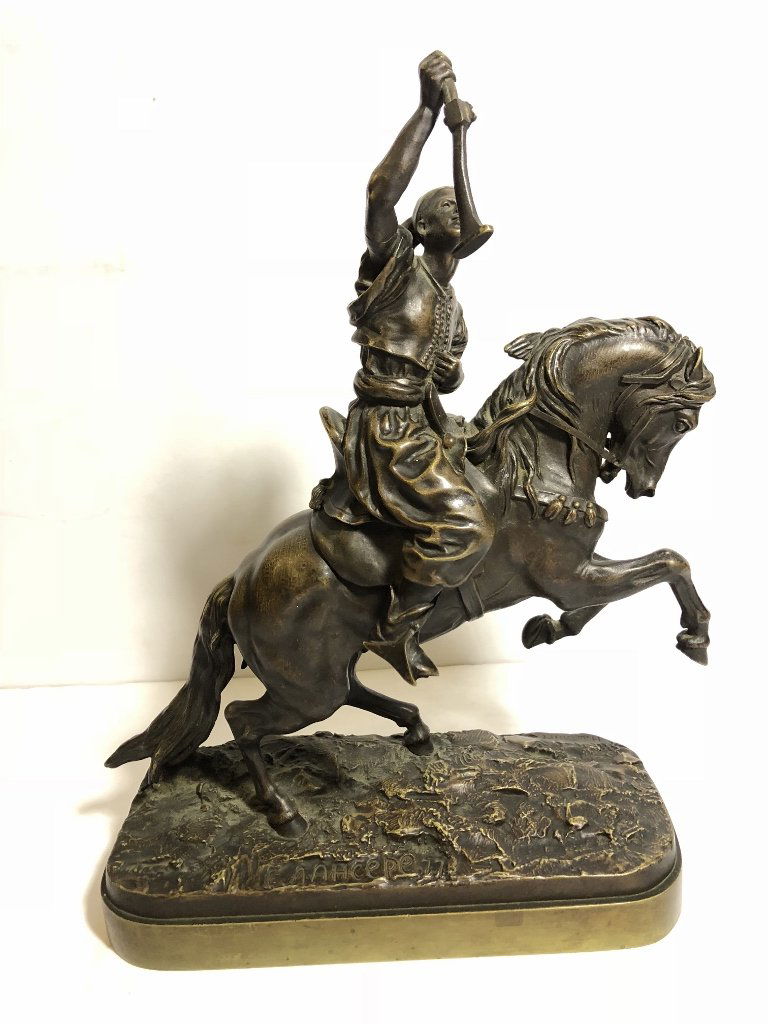 Bronze by Eugene Lanceray of Arab horseman.c.1900 (1 of 13)