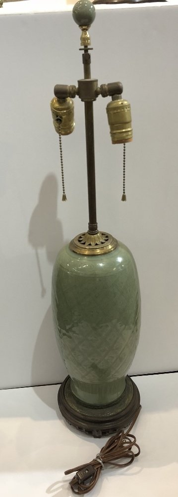 Chinese celadon lamp, c.1920 (1 of 3)