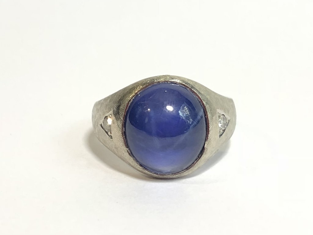 14k man's ring w/star sapphire & diamonds,7.3dwts (1 of 9)