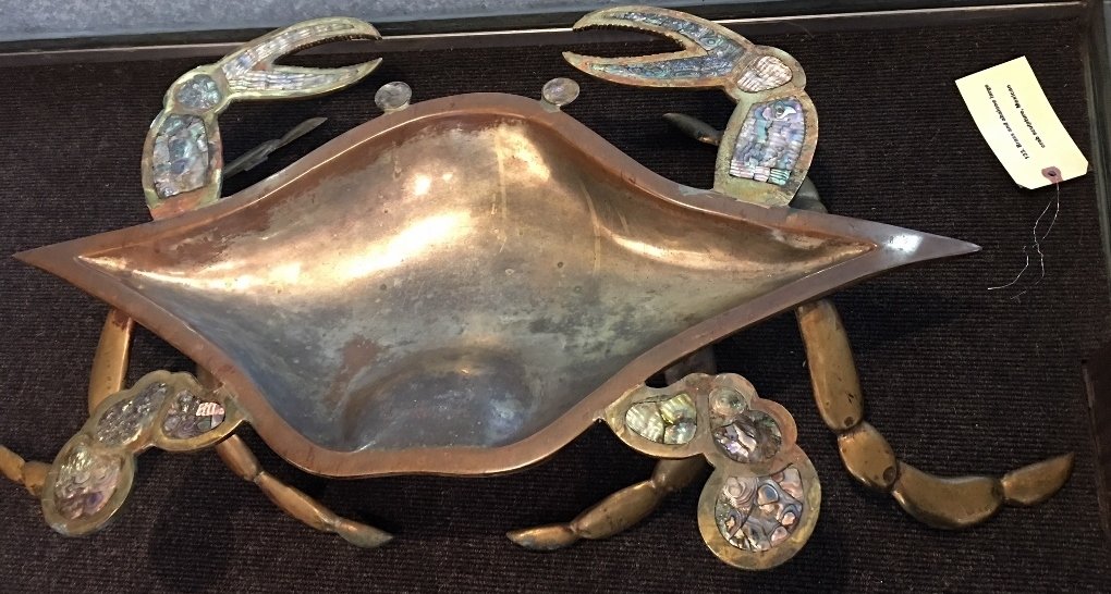 Brass and abalone large crab sculpture, Mexican (1 of 3)