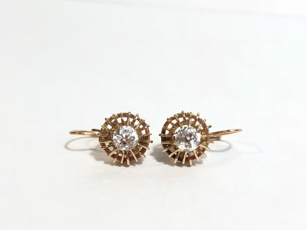 18k antique diamond earrings, 1.7 dwts (1 of 5)