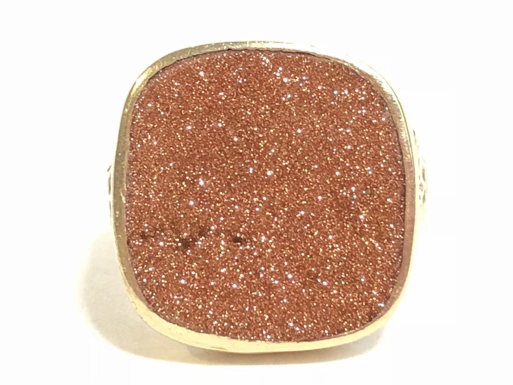 14k man's ring, with goldstone glass stone, 6.1 dwts (1 of 7)