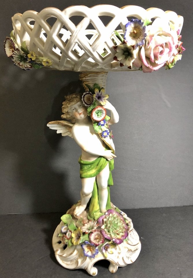 Dresden porcelain angel centerpiece, c.1900 (1 of 11)