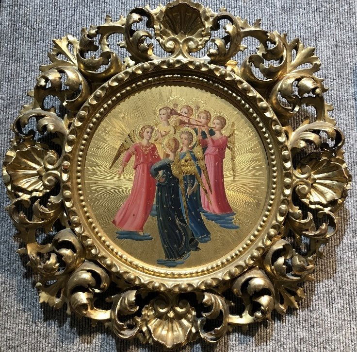 Painting of angels in gilt wood frame, c.1880 (1 of 9)