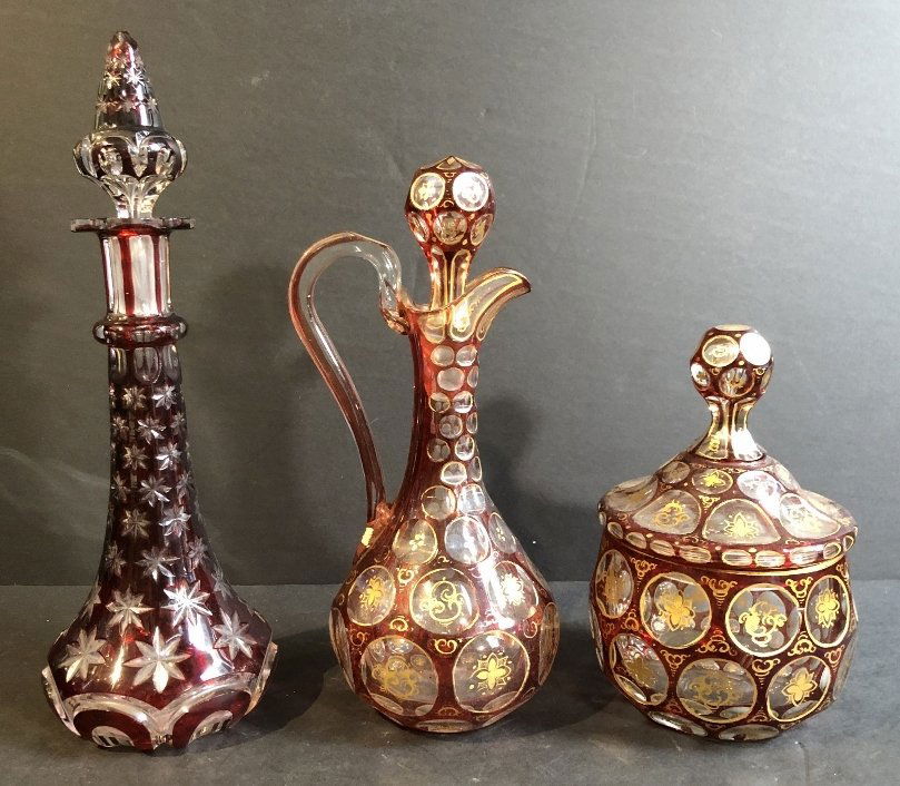 Cut to clear ruby glass, c.1880 (1 of 10)