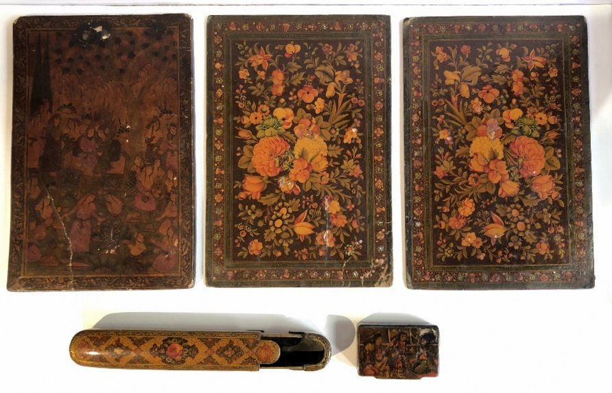 Five Persian lacquer items, c.1900 (1 of 10)