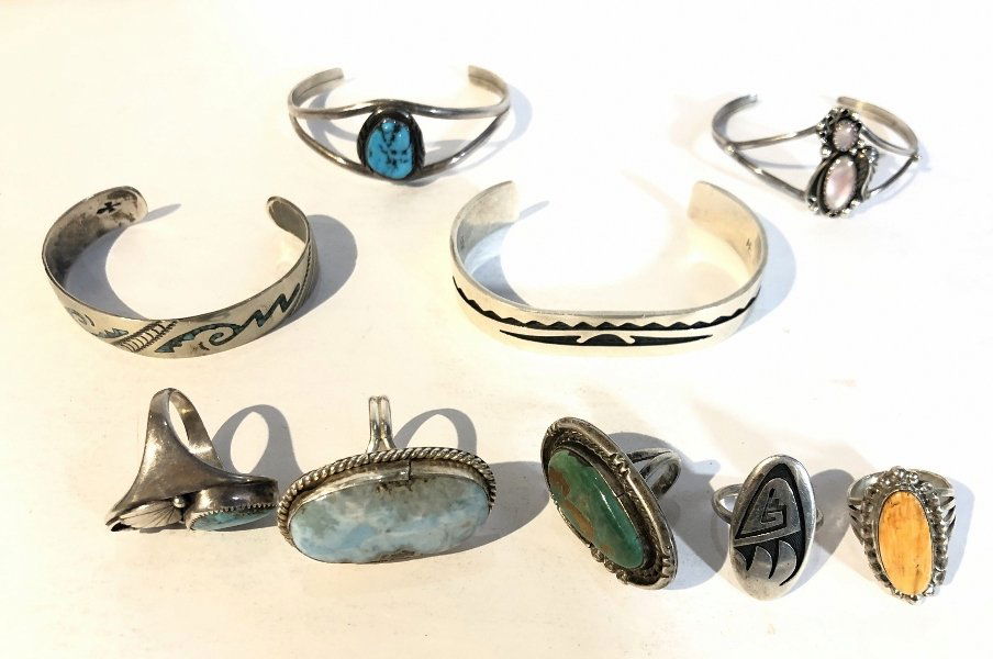 American Indian silver bracelets and rings (1 of 12)