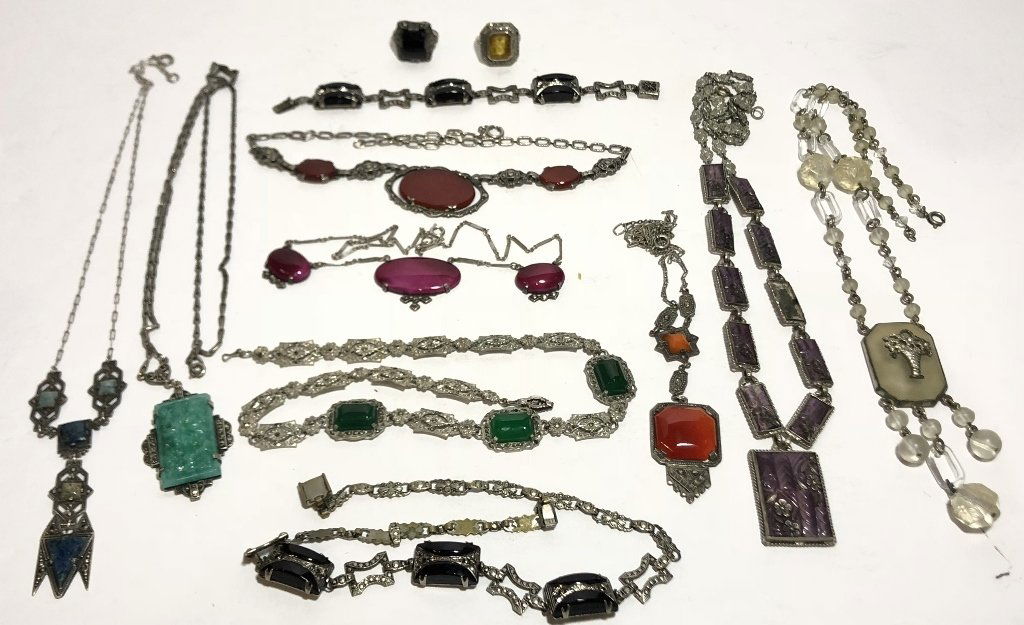 Silver necklaces and costume items, (1 of 7)