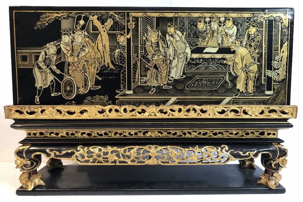 Chinese carved lacquer box and trays,c.1950 by Chen Kun (1 of 20)