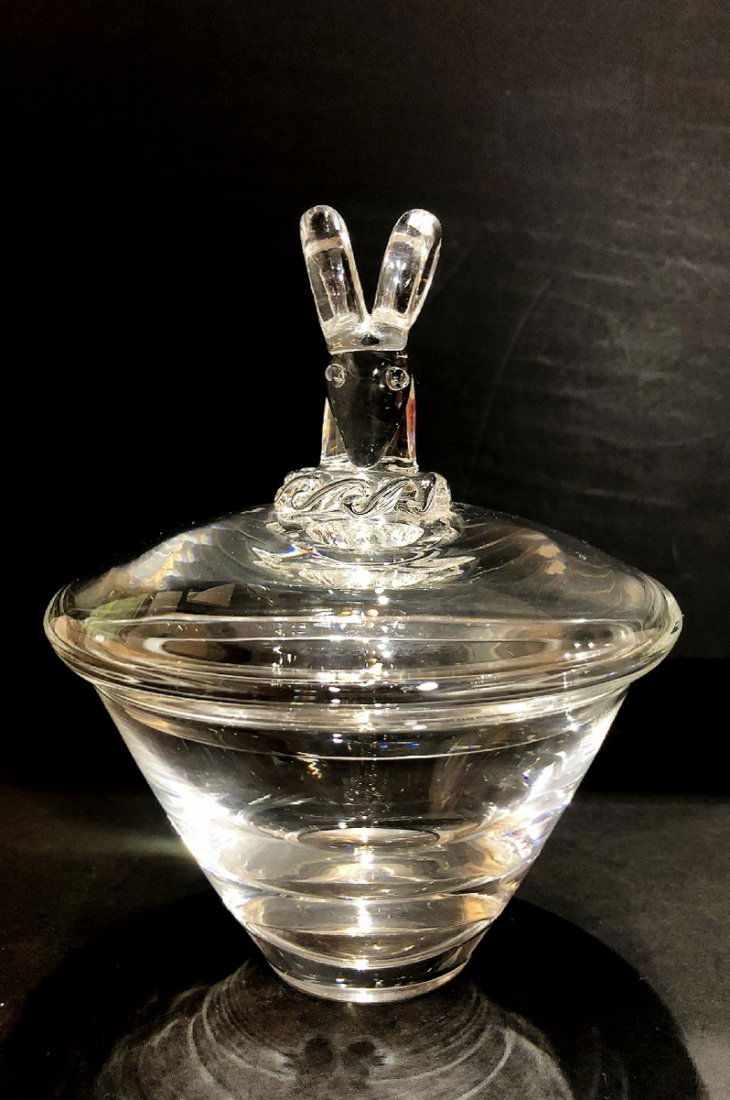 Steuben candy dish with ram's head,c.1970 (1 of 7)