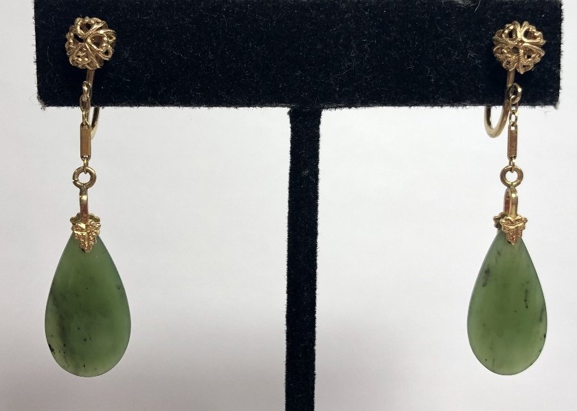 14k  jade teardrop earrings, 2.7 dwts (1 of 5)