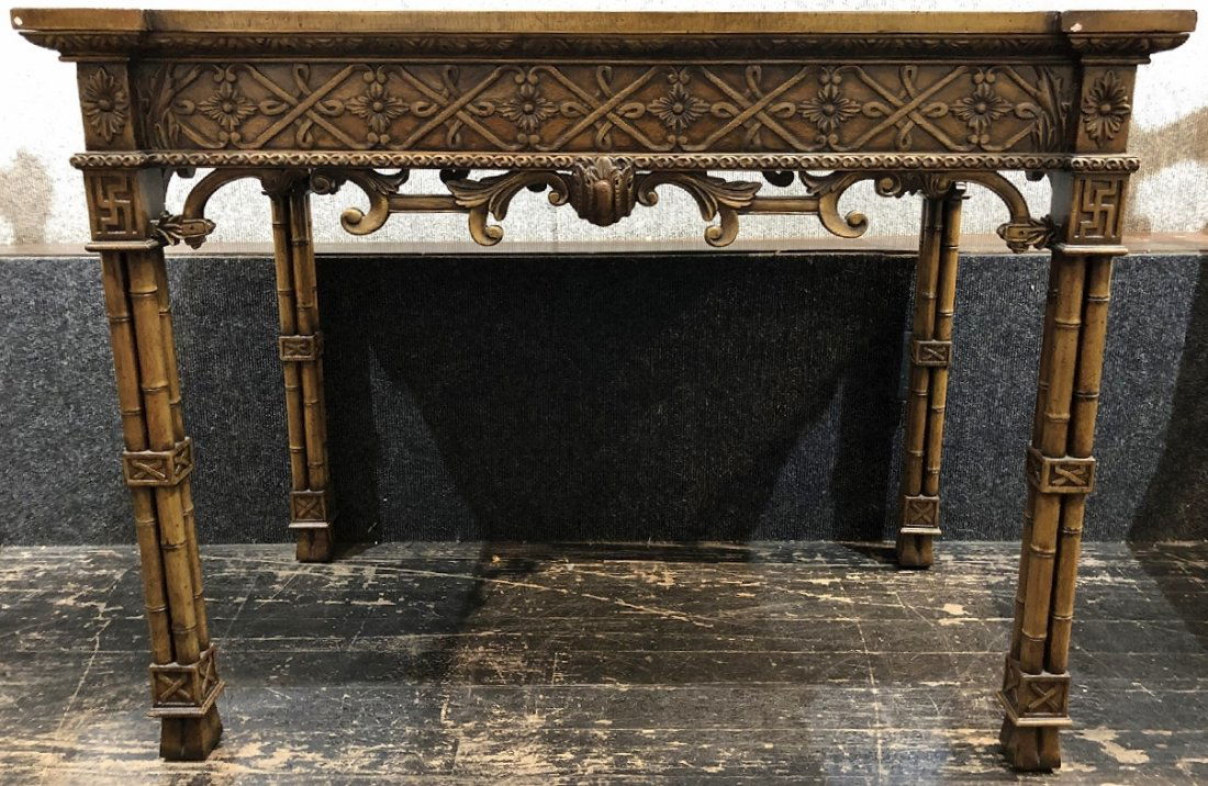 Carved wood breakfast table, c.1940 (1 of 3)