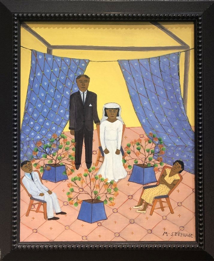 Haitian family painting by Micius Stephane, 20th cen (1 of 7)