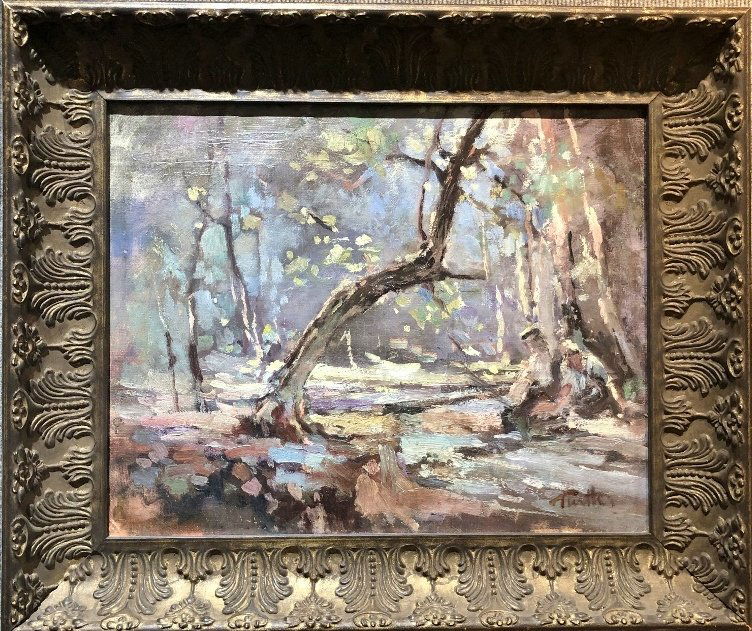 Painting of women by trees,Arnold Turtle,c.1940(Amer) (1 of 6)