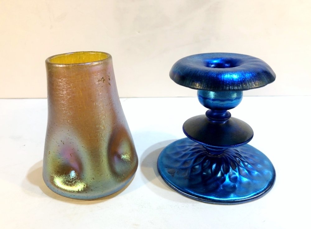 Two pieces of art glass,Tiffany(?) and Loetz (1 of 8)
