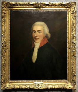 Ptd portrait of or by Sir Henry Raeburn(18th/19th)-Scot: A plaque at the bottom of this painting reads :"Sir Henry Raeburn 1756-1823".EIther this is a portrait of English/Scottish portrait painter Raeburn by an unknown artist, or a self portrait by Raeburn,