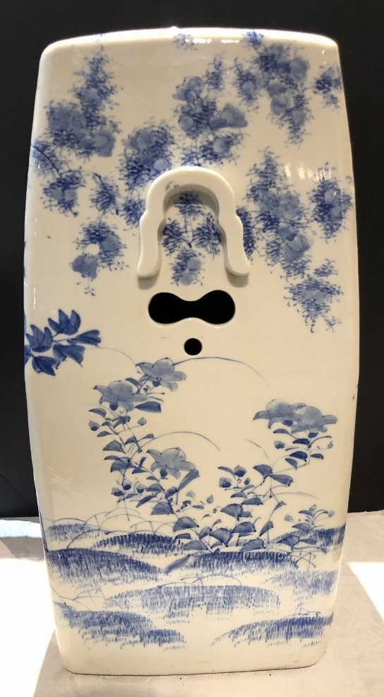 Japanese porcelain garden seat, c.1900: Japanese porcelain garden seat, c.1900, Dimensions 19" x 9" x 9".