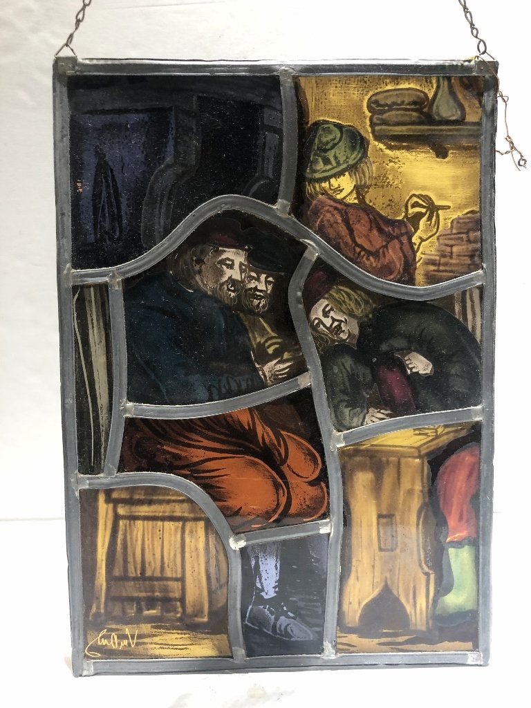 Stained glass window, signed (1 of 7)