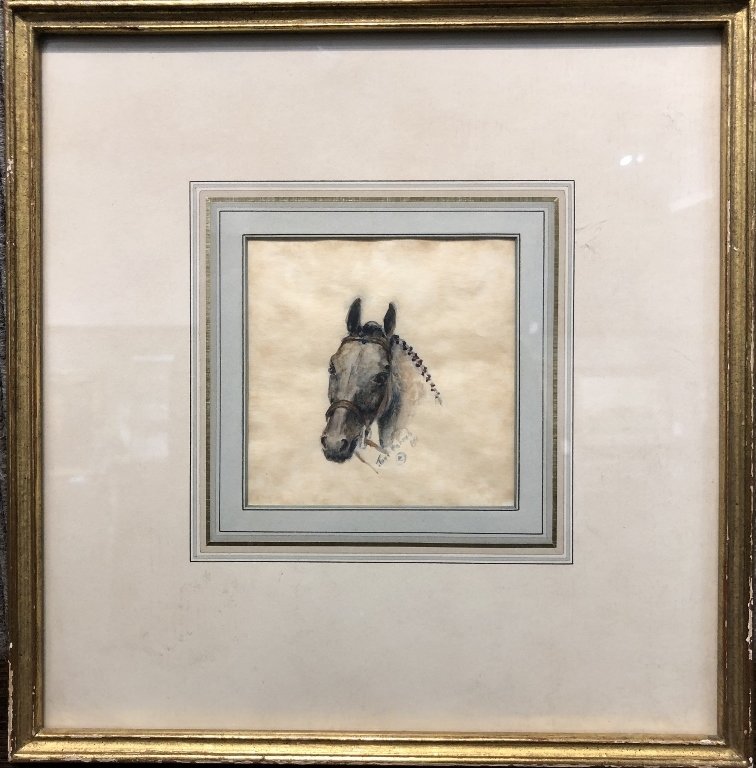 Watercolor of a blue horse, June Harrah (1 of 5)