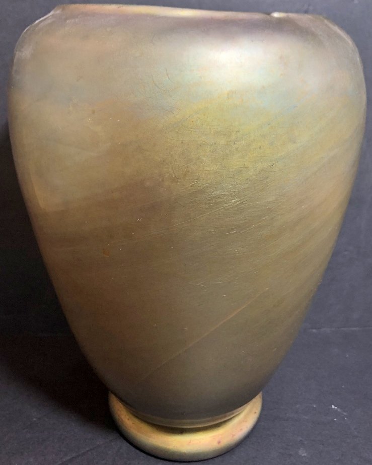 Steuben Aurene large vase with internal crack,10" (1 of 10)