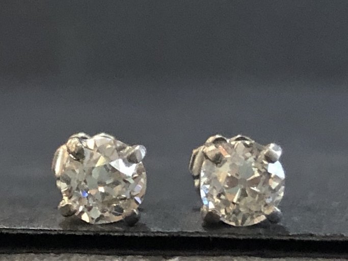 Platinum diamond studs, .67/.73ct GIA I-K color (1 of 9)