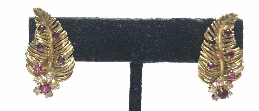 18k ruby diamond earrings, 5.6 dwts (1 of 6)