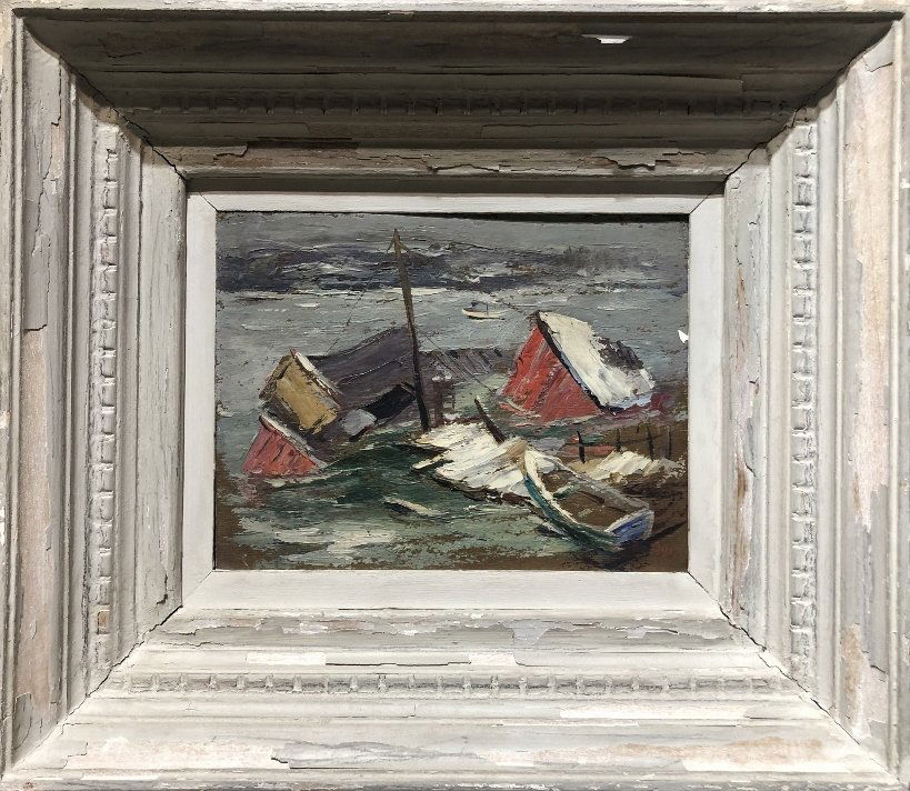 Painting of boats by Louis Bosa,c.1945 (1 of 6)