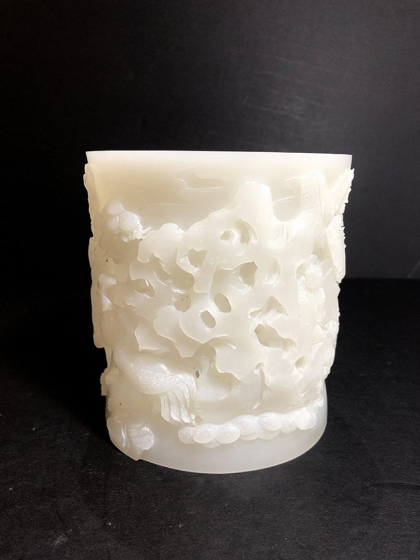 Chinese white jade brushwater pot,c.1970 (1 of 11)