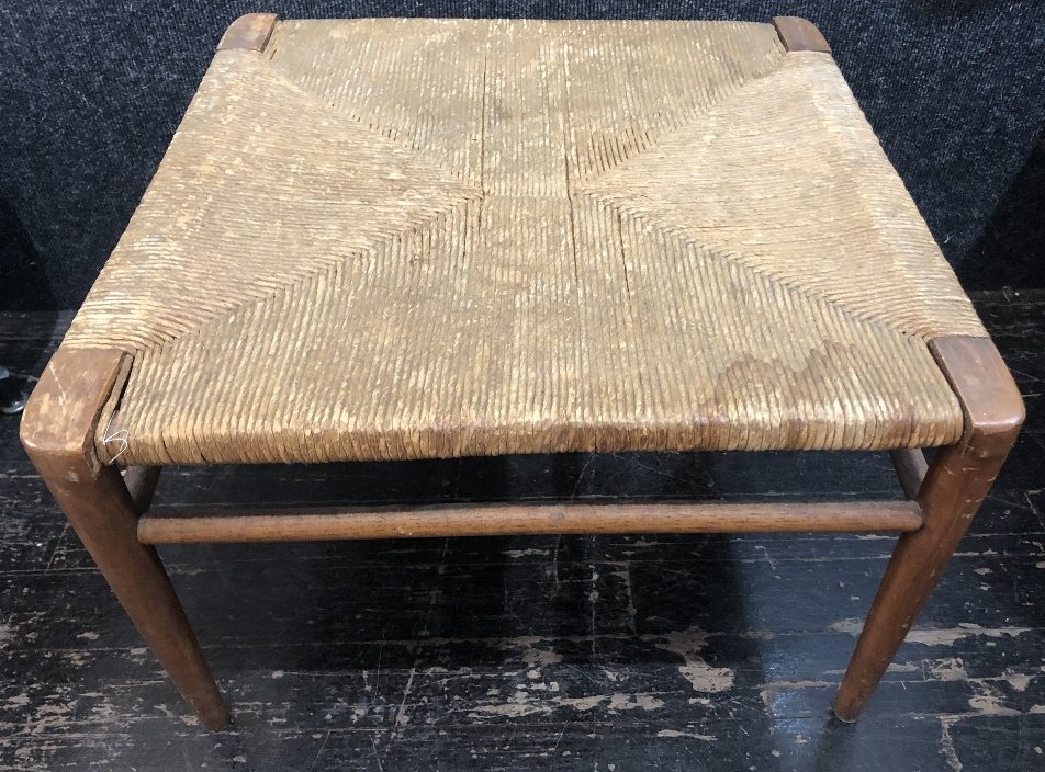 Wood and rush low square table designed by Mel Smilow (1 of 5)