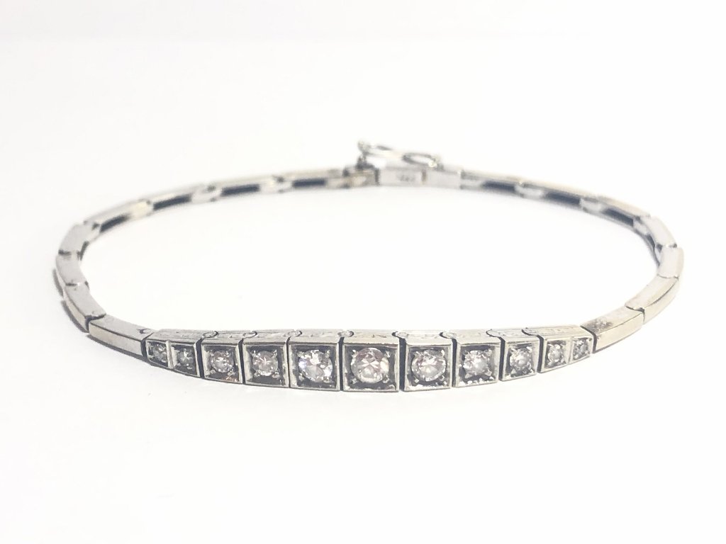 14k diamond bracelet, c.1925, 4.9 dwts (1 of 7)