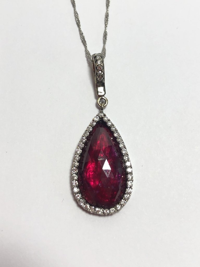 14k white gold ruby diamond necklace, 3 dwts (1 of 5)