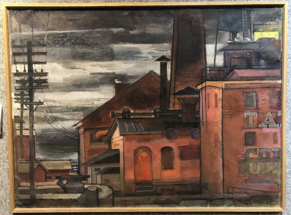 Painting of houses by Victor Candell: Painting of houses by Victor Candell. 31" x 41".