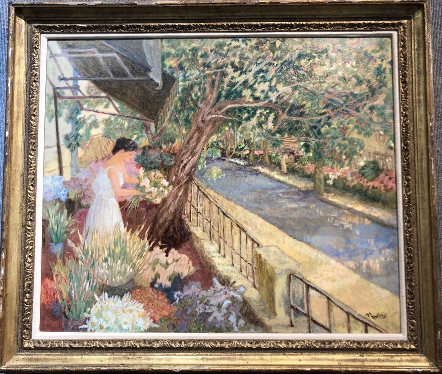 Large painting of woman gardening, Lillian Mackendrik (1 of 11)