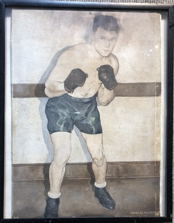 Ptg of Jack Dempsey by Charles M Kerins: Painting of Jack Dempsey, the Boxer by Charles M Kerins, American Illustrator. ////////////////////////////////////////////////////////////(From Wiki):"Charles M. Kerins (December 7, 1915 to January 1
