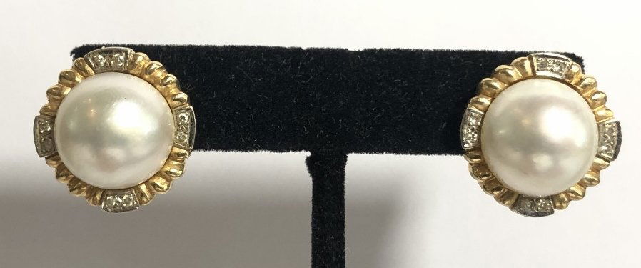 14k and diamond mabe pearl earrings, 8 dwts (1 of 7)