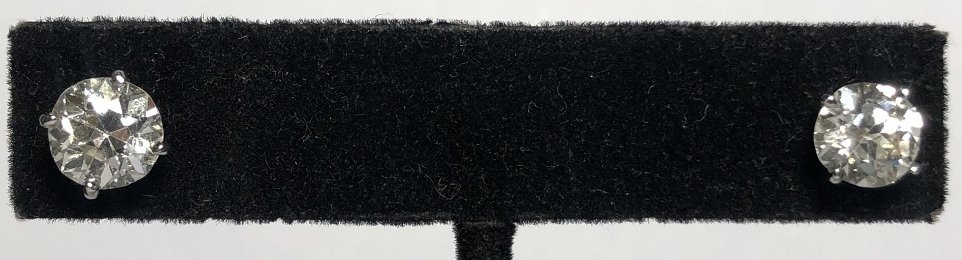 Pair platinum diamond studs, 1.36cts,1.59cts GIA (1 of 9)