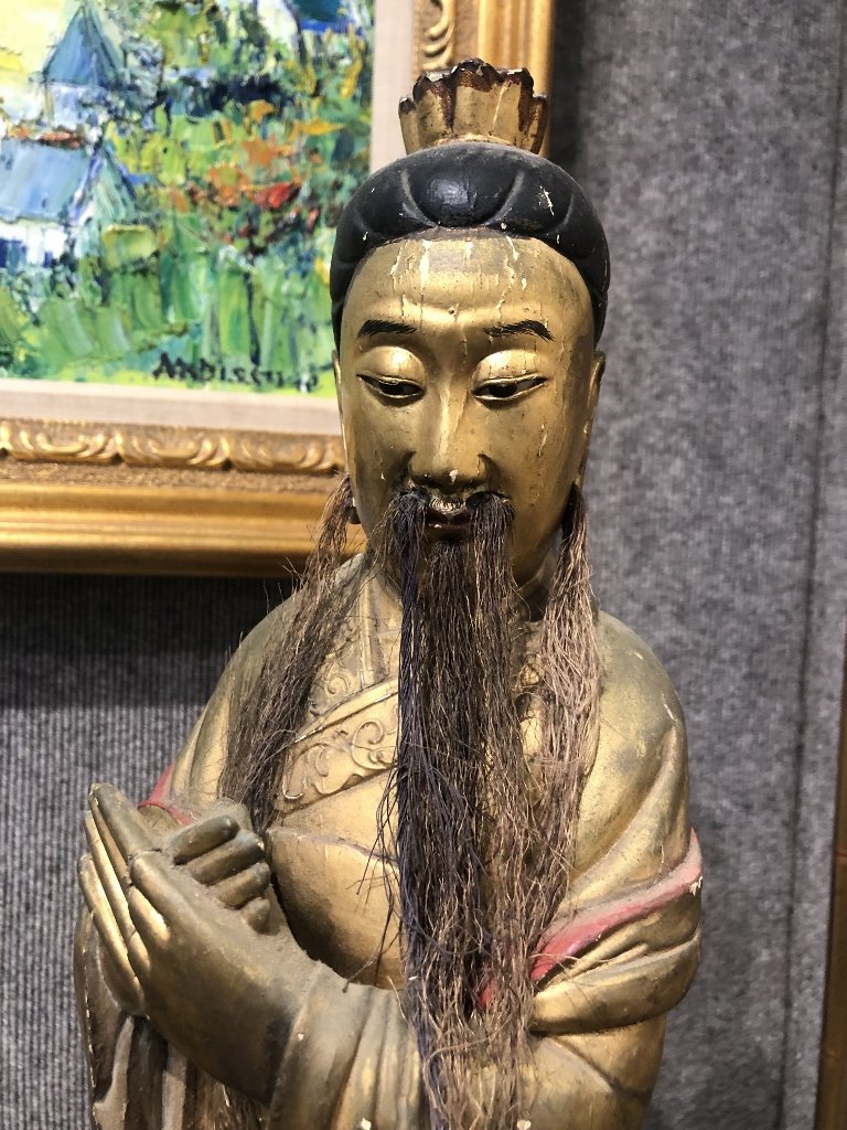 Painted wood Chinese Immortal, c.1925 (1 of 6)