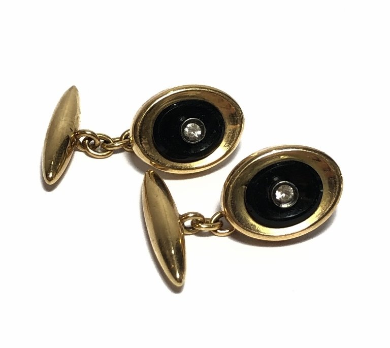 18k cufflinks with diamonds, 3.8 dwts (1 of 6)