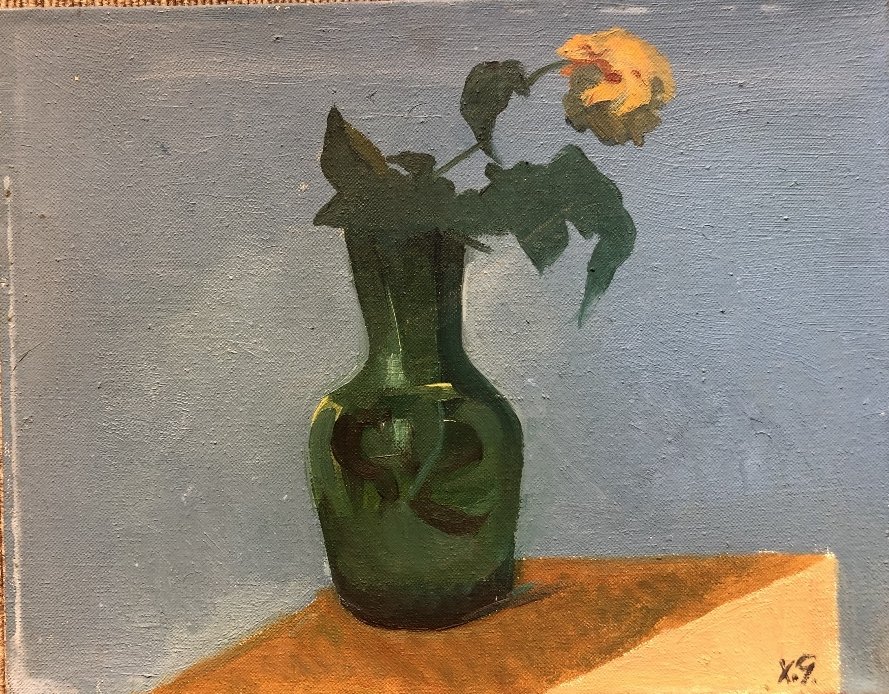 Painting of flower by Xavier Gonzalez: Painting of flower by Xavier Gonzalez.18" x 14" This work is unframed.///////////////////////////////////////////////////////////////////////////This work came from the collection of painting, sculptu