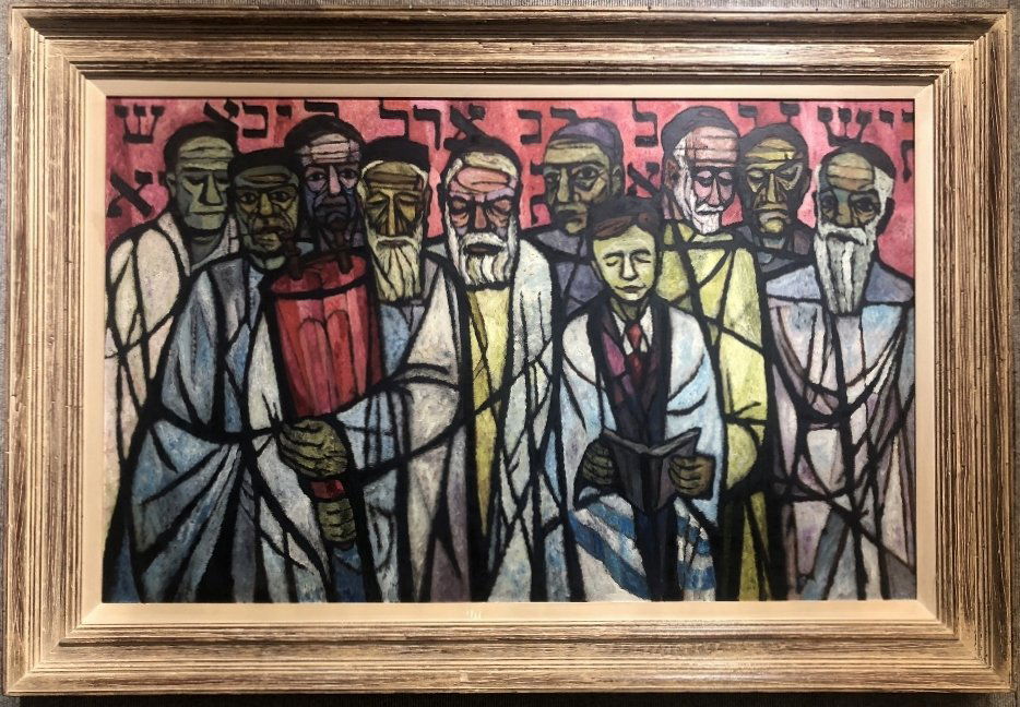 David Shapiro painting, "People of The Book",c.1965: David Shapiro painting, "People of the Book",circa 1965, 57" x 39" in frame, 47" 29" without frame