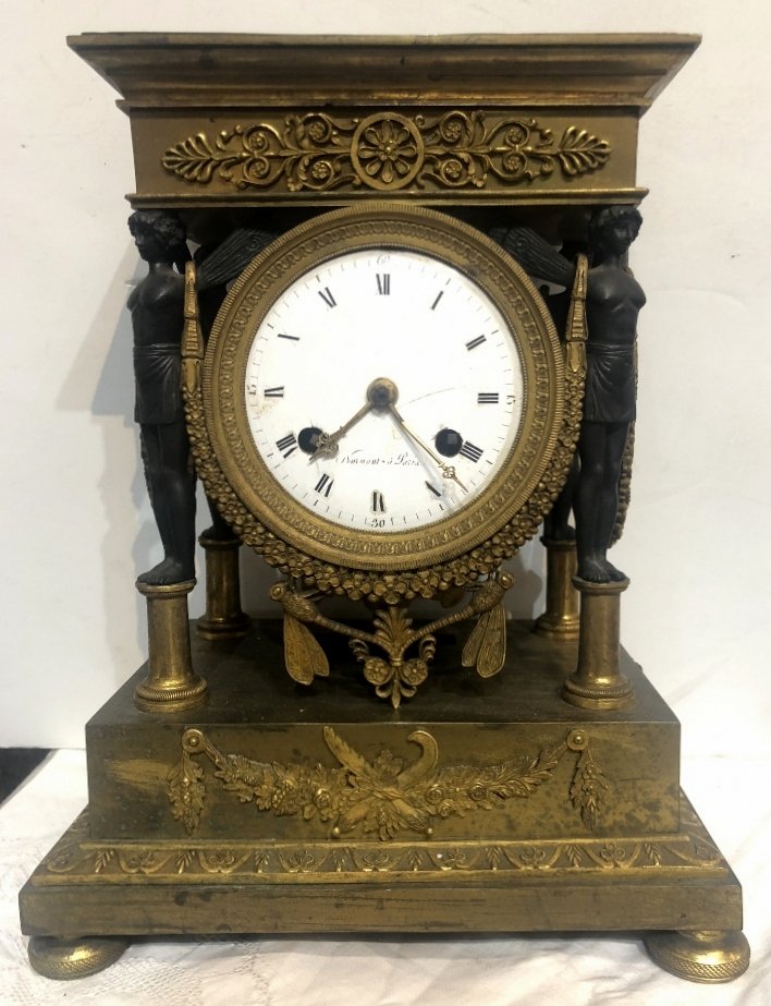 19th century table clock, gilt bronze. (1 of 11)