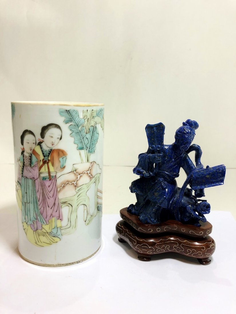 Chinese lapis carving and porc brush washer (1 of 13)