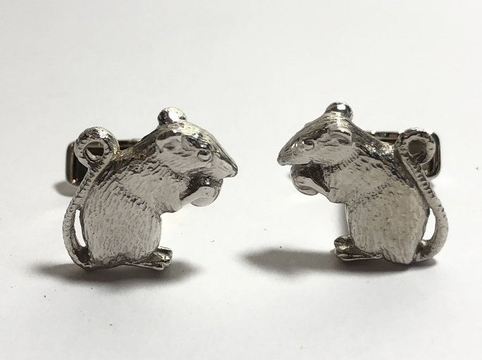 Dunhill cufflinks, rats, sterl silver, in box, 9.8dwts (1 of 7)