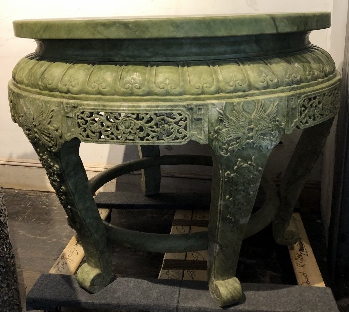 Large Chinese hardstone carved table, c.1975 (1 of 7)