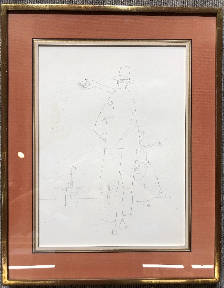 Drawing by Robert Gwathmey of farmers-signed (1 of 6)