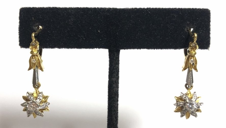 18k diamond drop earrings, Italian. (1 of 6)