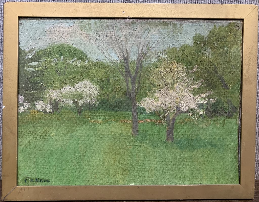 Painting of apple blossoms by Charles A Aikens (1 of 7)